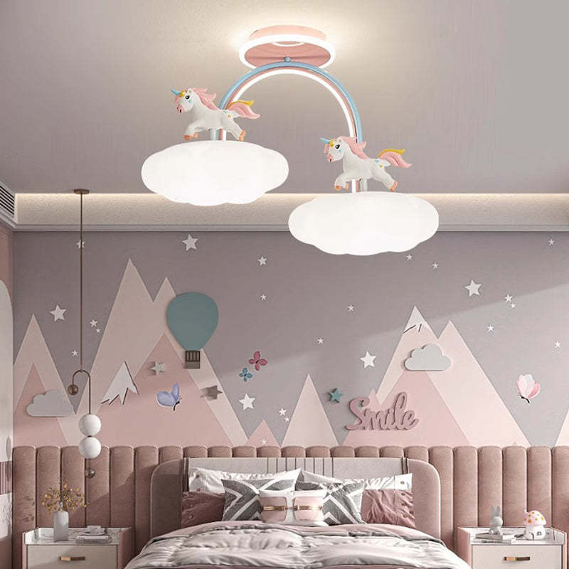 Contemporary Kids Iron Resin Pony Ceiling Light — Infinitely Dimmable / 220V-240V For UK/AU