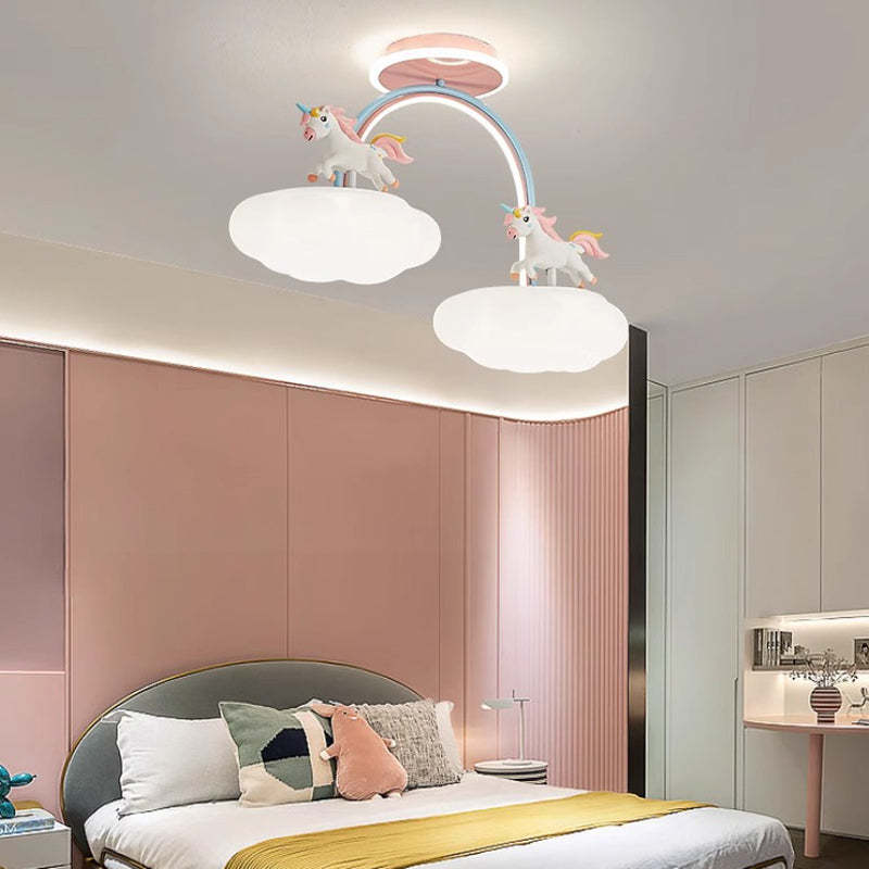 Contemporary Kids Iron Resin Pony Ceiling Light