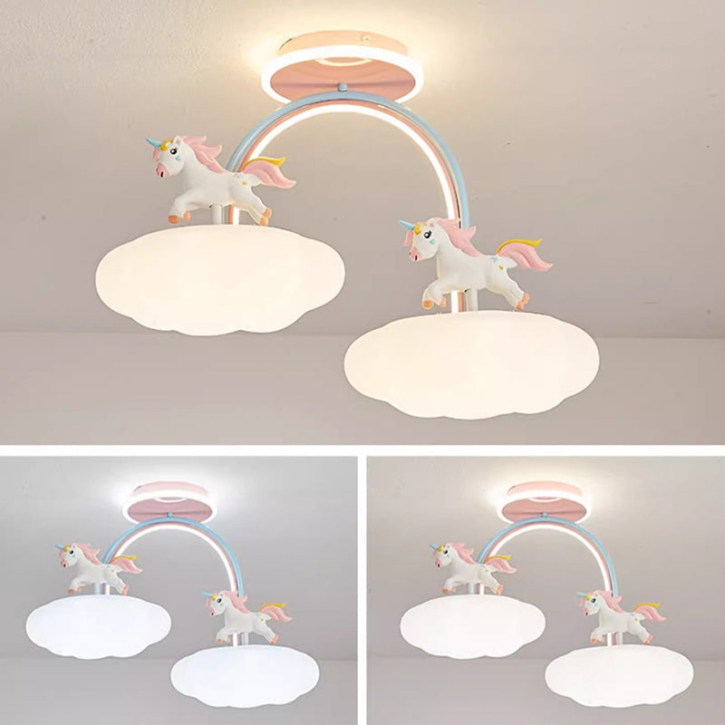 Contemporary Kids Iron Resin Pony Ceiling Light