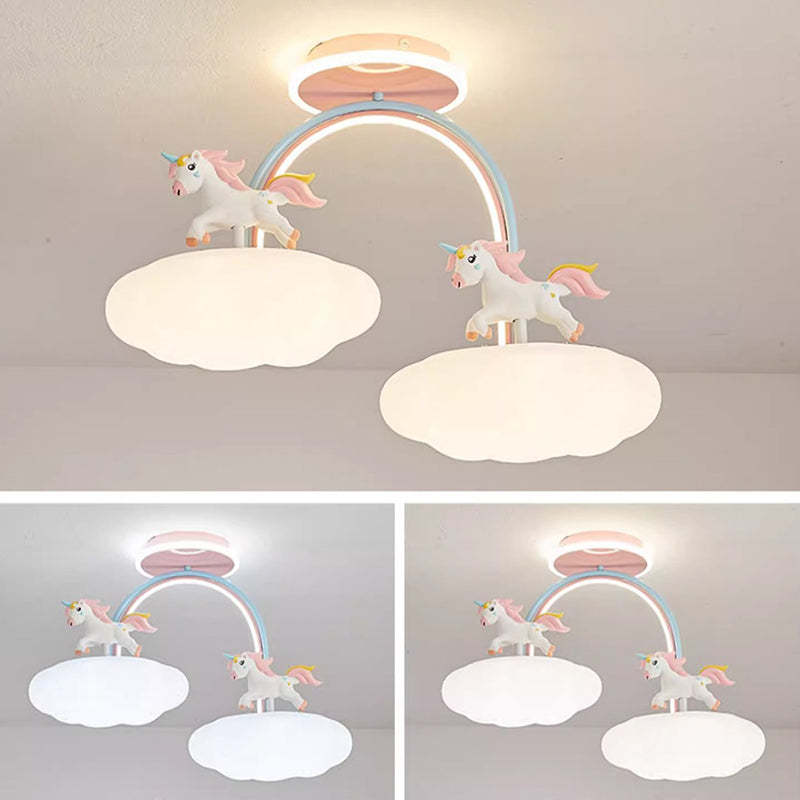 Contemporary Kids Iron Resin Pony Ceiling Light
