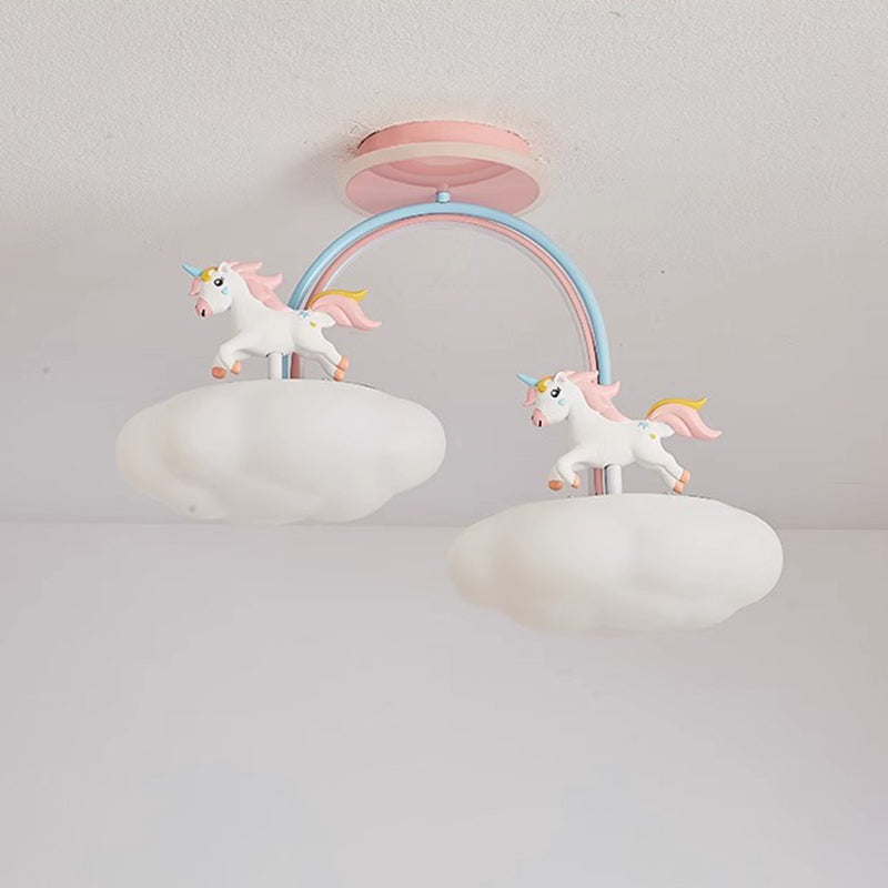 Contemporary Kids Iron Resin Pony Ceiling Light