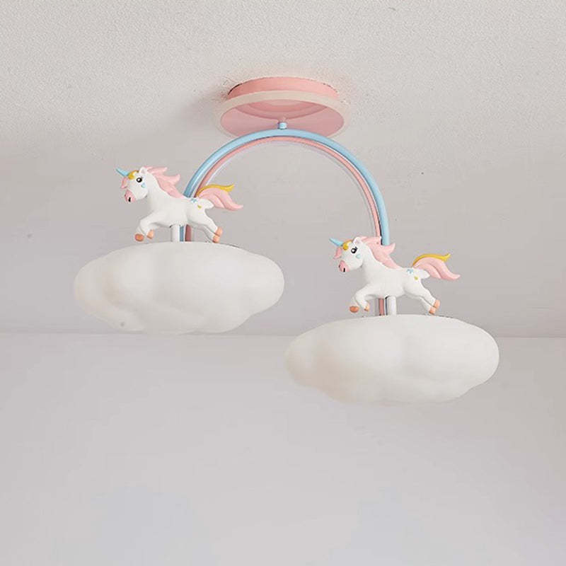 Contemporary Kids Iron Resin Pony Ceiling Light