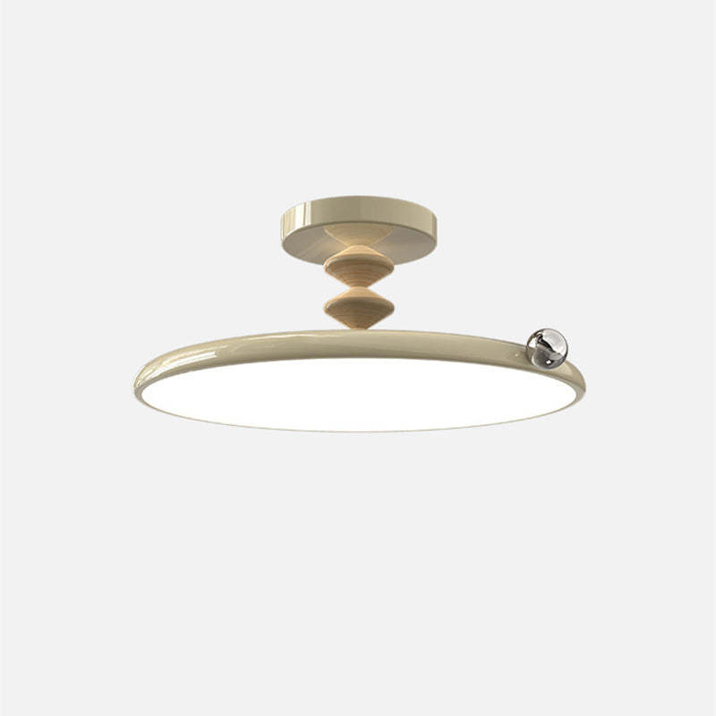Retro Round Iron LED Semi-Flush Ceiling Light