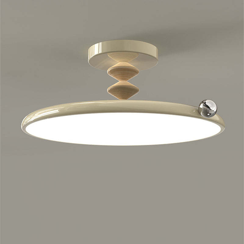 Retro Round Iron LED Semi-Flush Ceiling Light
