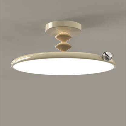 Retro Round Iron LED Semi-Flush Ceiling Light