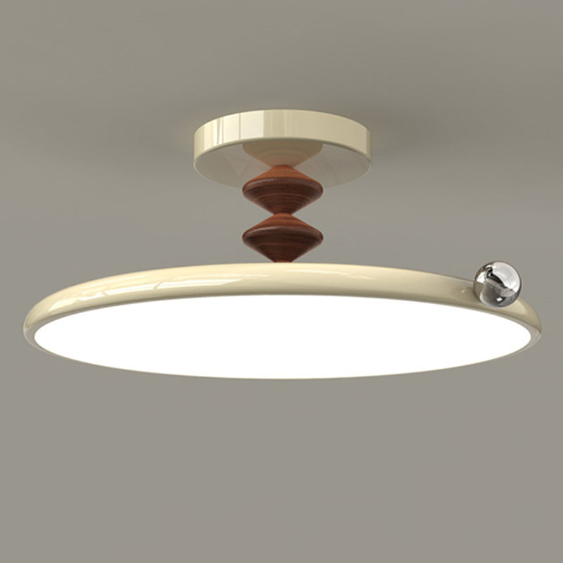 Retro Round Iron LED Semi-Flush Ceiling Light