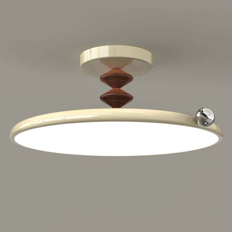 Retro Round Iron LED Semi-Flush Ceiling Light