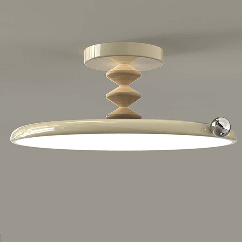 Retro Round Iron LED Semi-Flush Ceiling Light