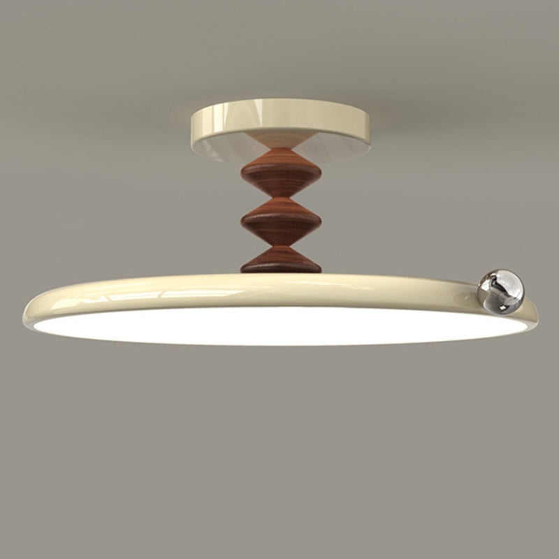 Retro Round Iron LED Semi-Flush Ceiling Light