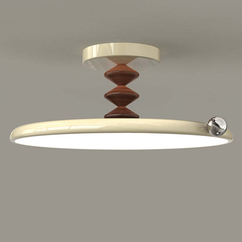 Retro Round Iron LED Semi-Flush Ceiling Light