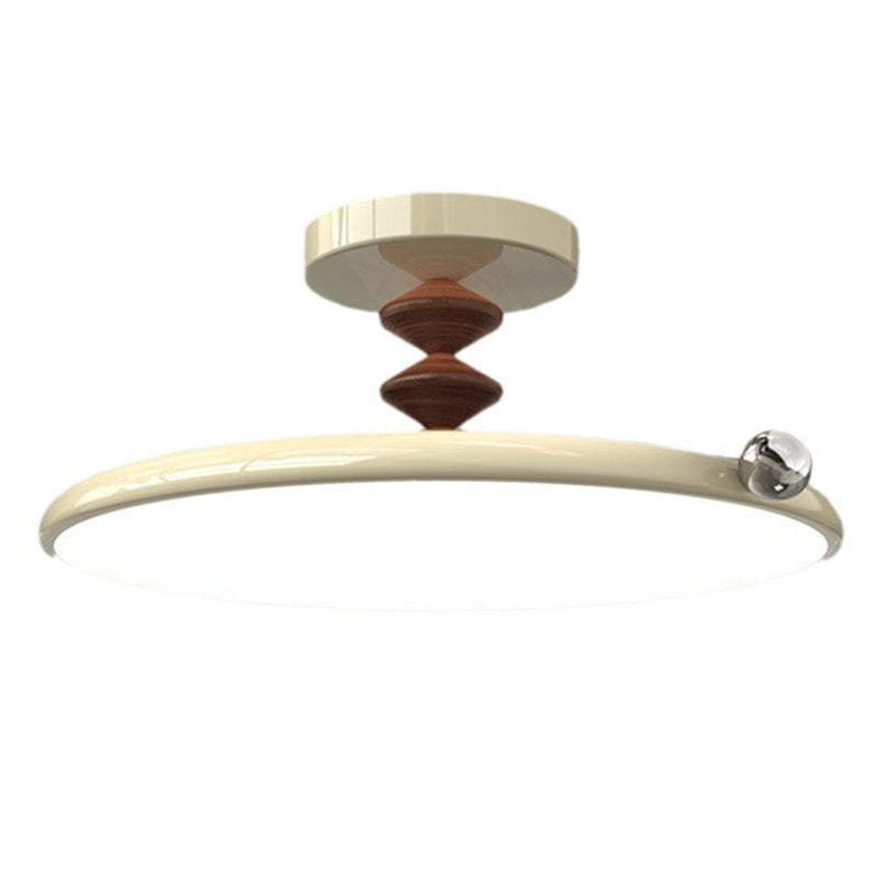 Retro Round Iron LED Semi-Flush Ceiling Light