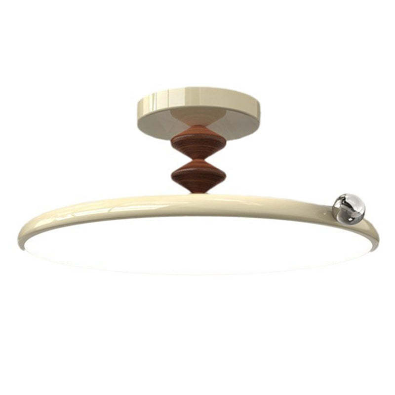Retro Round Iron LED Semi-Flush Ceiling Light