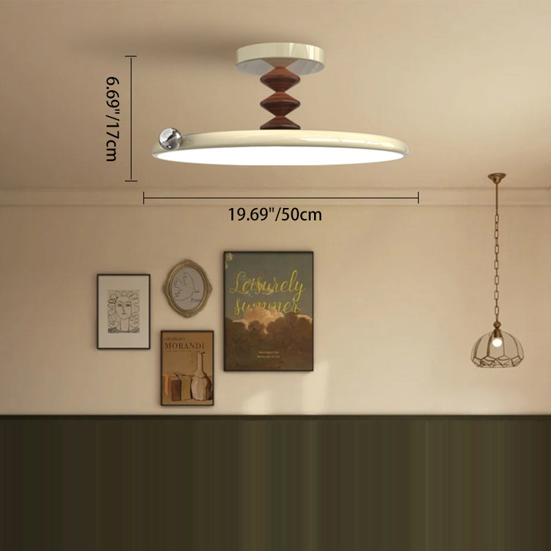 Retro Round Iron LED Semi-Flush Ceiling Light — Large - A / Infinitely Dimmable / 110V-120V For US/CA