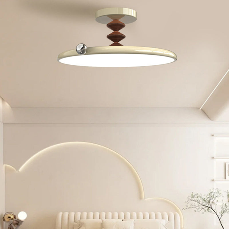 Retro Round Iron LED Semi-Flush Ceiling Light — Small - A / Infinitely Dimmable / 110V-120V For US/CA