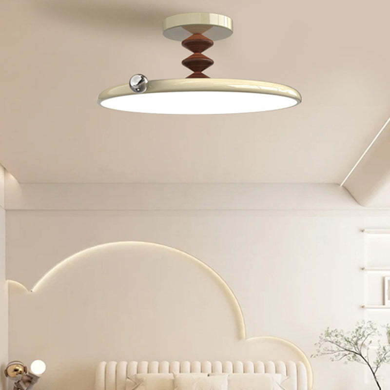 Retro Round Iron LED Semi-Flush Ceiling Light — Small - A / Infinitely Dimmable / 110V-120V For US/CA