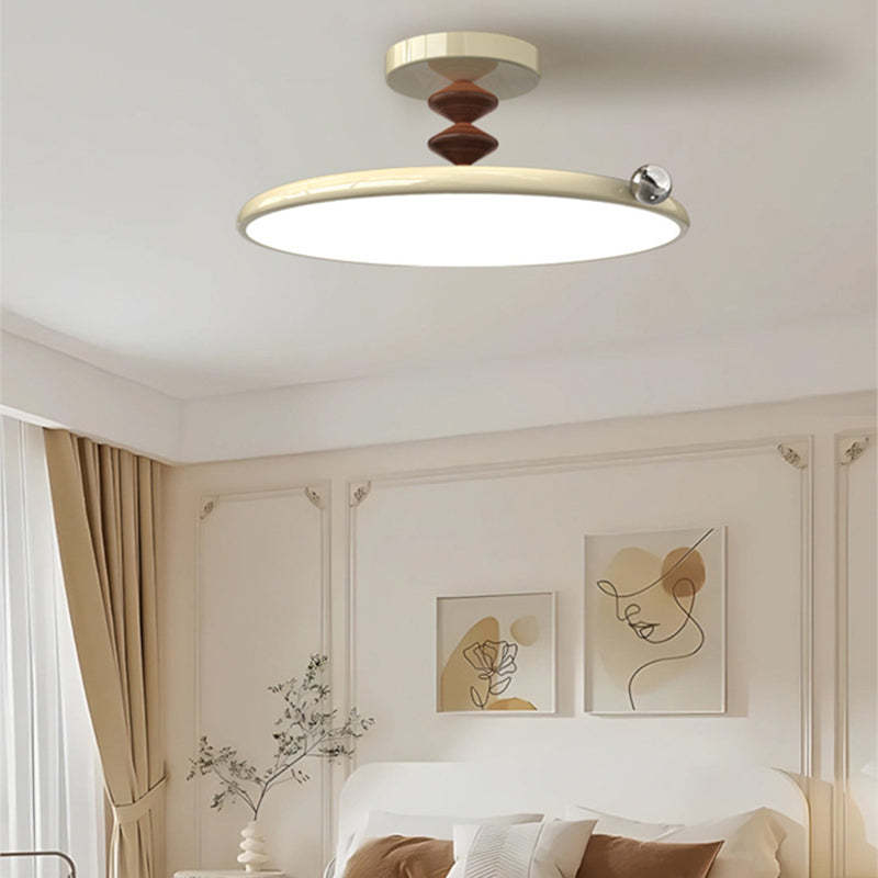 Retro Round Iron LED Semi-Flush Ceiling Light — Small - A / Infinitely Dimmable / 220V-240V For UK/AU