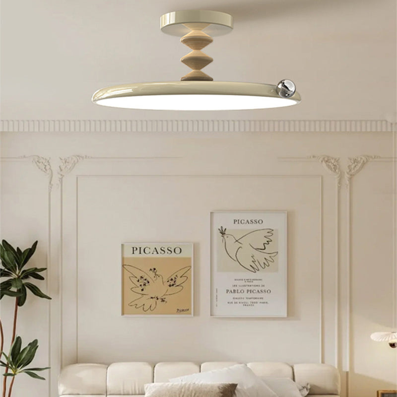 Retro Round Iron LED Semi-Flush Ceiling Light