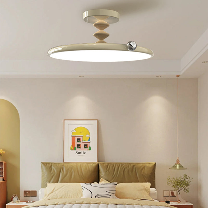Retro Round Iron LED Semi-Flush Ceiling Light
