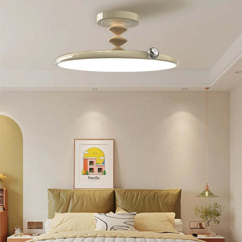 Retro Round Iron LED Semi-Flush Ceiling Light