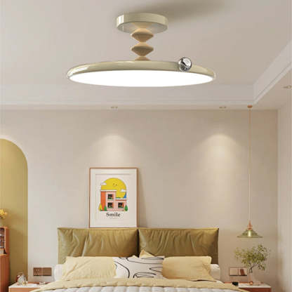 Retro Round Iron LED Semi-Flush Ceiling Light