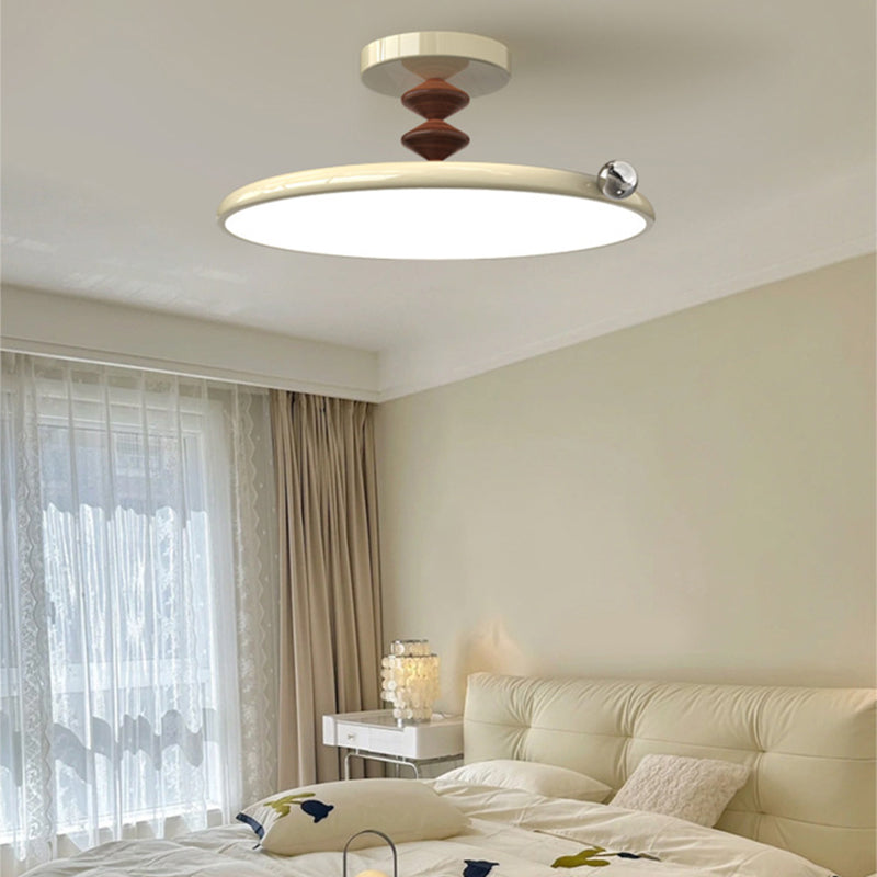 Retro Round Iron LED Semi-Flush Ceiling Light