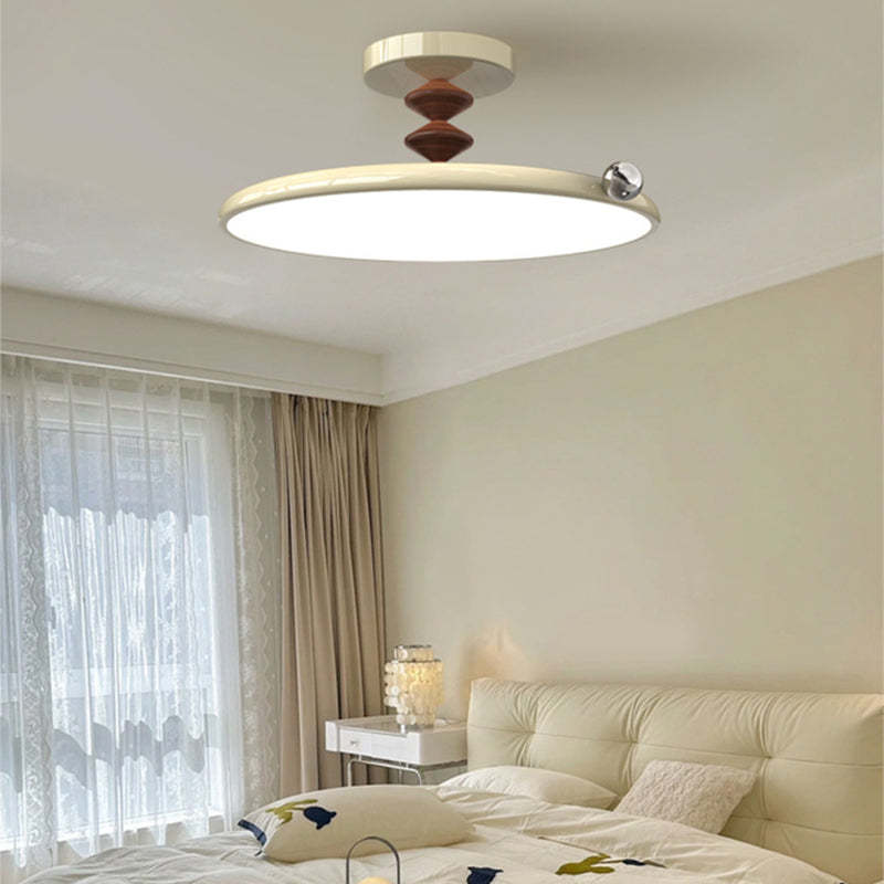 Retro Round Iron LED Semi-Flush Ceiling Light