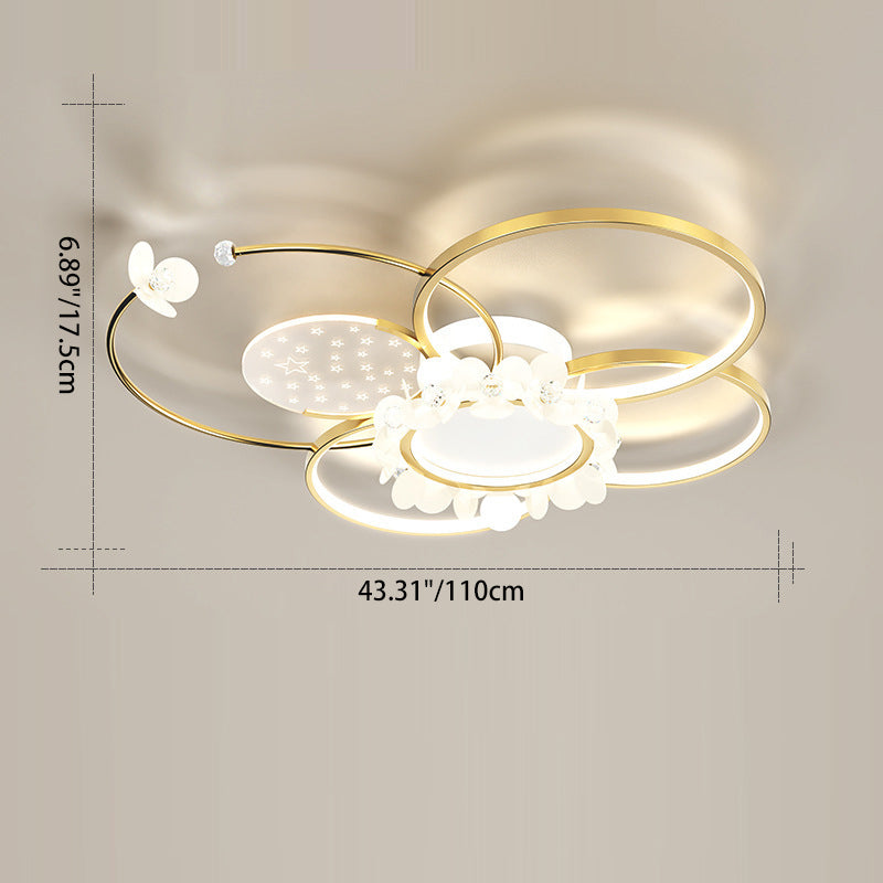 Modern Circle Iron Crystal Acrylic LED Ceiling Light