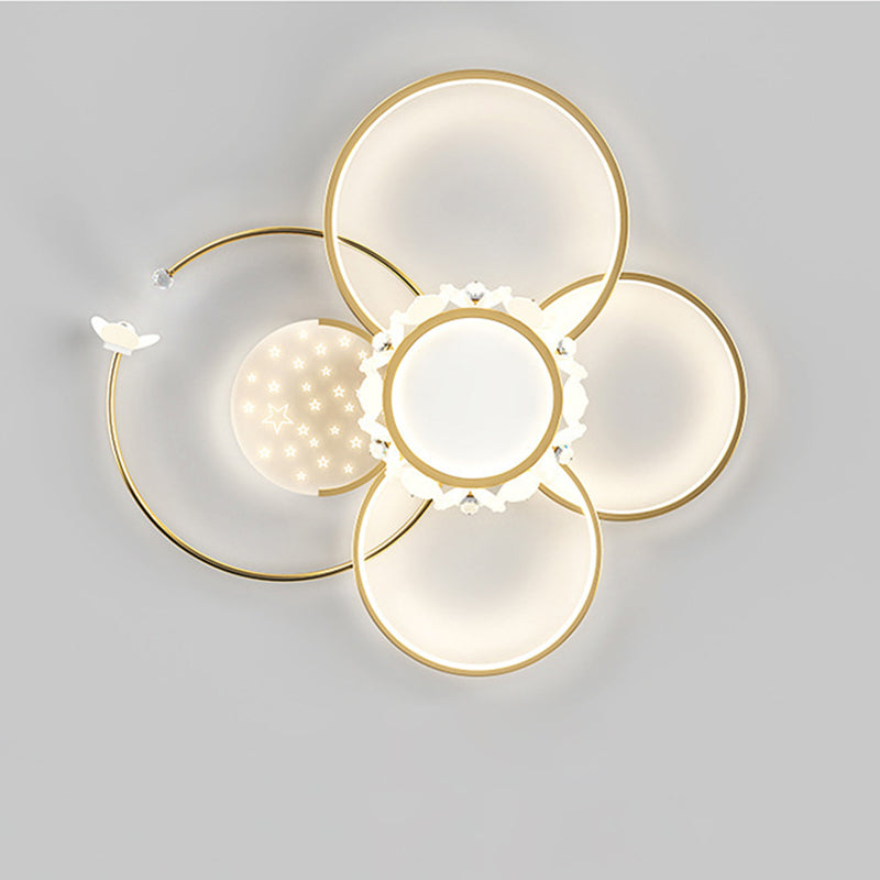 Modern Circle Iron Crystal Acrylic LED Ceiling Light
