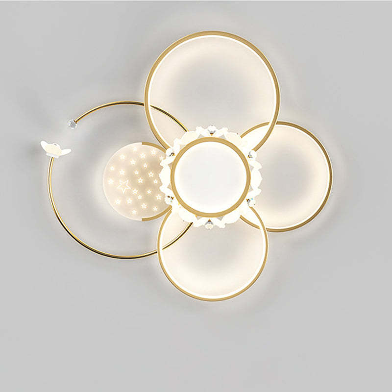 Modern Circle Iron Crystal Acrylic LED Ceiling Light