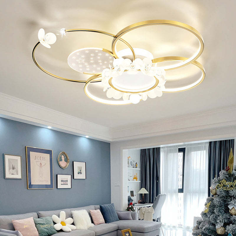 Modern Circle Iron Crystal Acrylic LED Ceiling Light