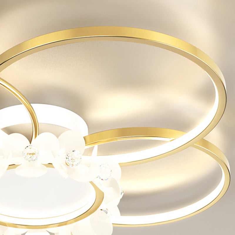 Modern Circle Iron Crystal Acrylic LED Ceiling Light