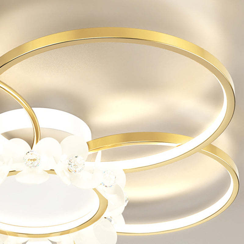 Modern Circle Iron Crystal Acrylic LED Ceiling Light