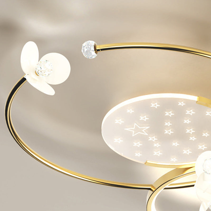Modern Circle Iron Crystal Acrylic LED Ceiling Light