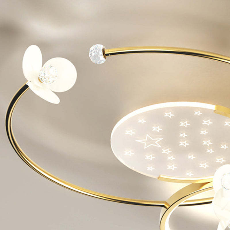 Modern Circle Iron Crystal Acrylic LED Ceiling Light