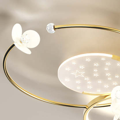 Modern Circle Iron Crystal Acrylic LED Ceiling Light