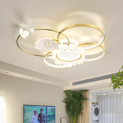Modern Circle Iron Crystal Acrylic LED Ceiling Light