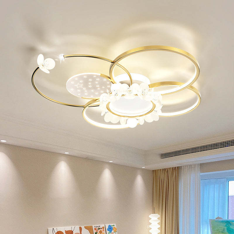 Modern Circle Iron Crystal Acrylic LED Ceiling Light
