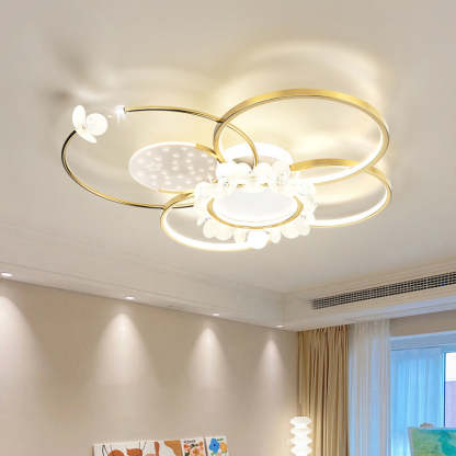 Modern Circle Iron Crystal Acrylic LED Ceiling Light