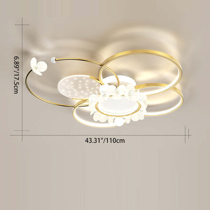 Modern Circle Iron Crystal Acrylic LED Ceiling Light