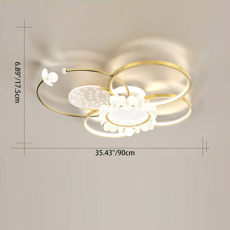 Modern Circle Iron Crystal Acrylic LED Ceiling Light — Infinitely Dimmable / 220V-240V For UK/AU