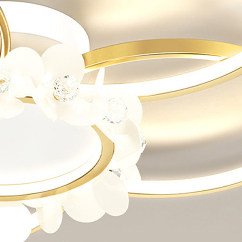 Modern Circle Iron Crystal Acrylic LED Ceiling Light