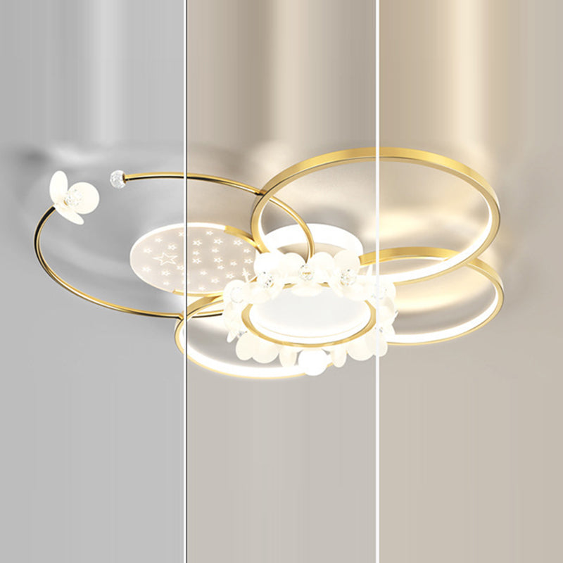 Modern Circle Iron Crystal Acrylic LED Ceiling Light