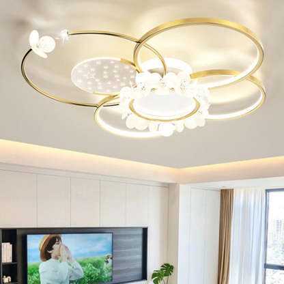 Modern Circle Iron Crystal Acrylic LED Ceiling Light — Infinitely Dimmable / 220V-240V For UK/AU