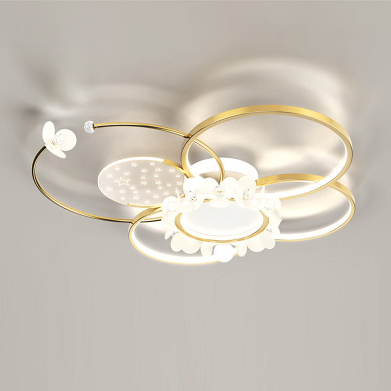 Modern Circle Iron Crystal Acrylic LED Ceiling Light