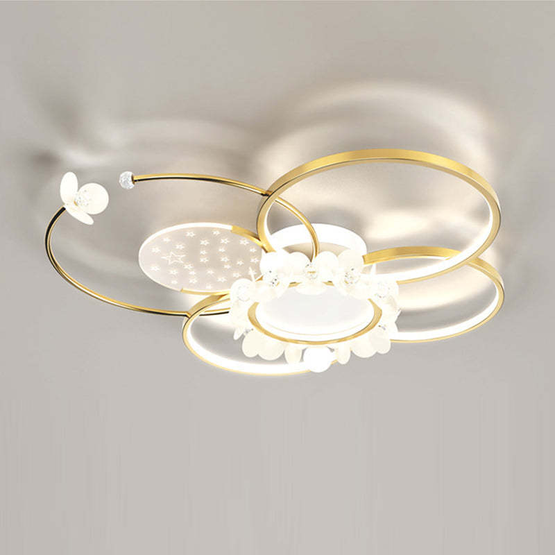 Modern Circle Iron Crystal Acrylic LED Ceiling Light