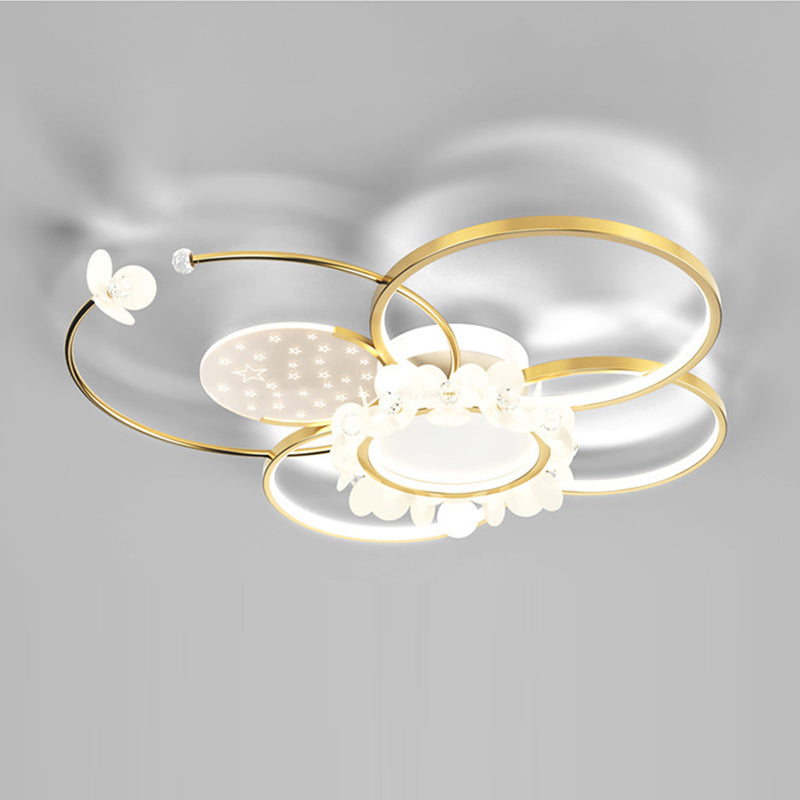 Modern Circle Iron Crystal Acrylic LED Ceiling Light