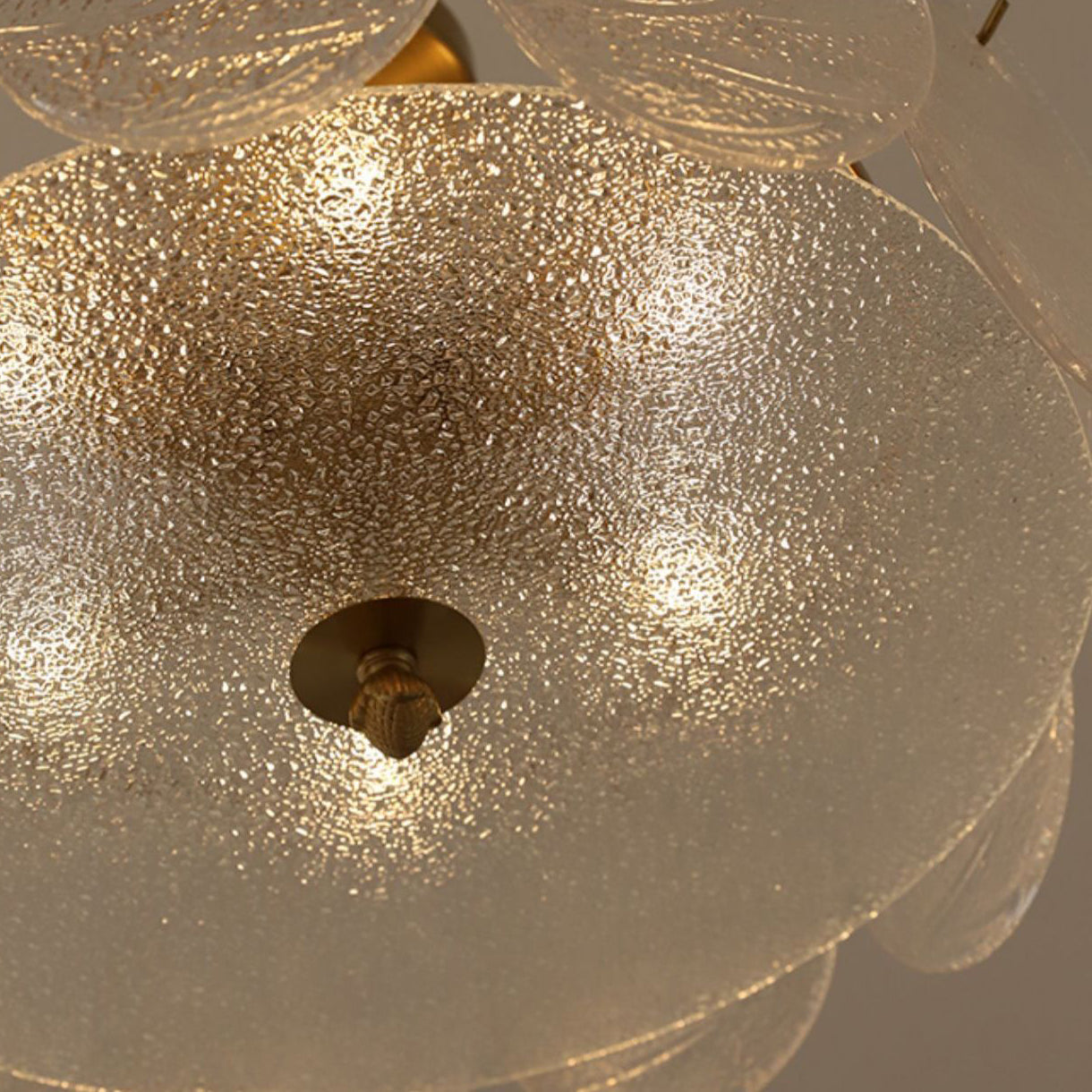 Mid-Century Circle Iron Glass Semi-Flush Ceiling Light