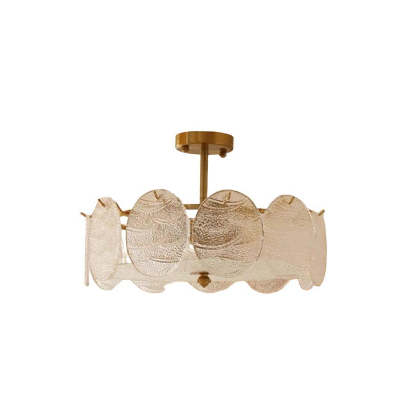 Mid-Century Circle Iron Glass Semi-Flush Ceiling Light
