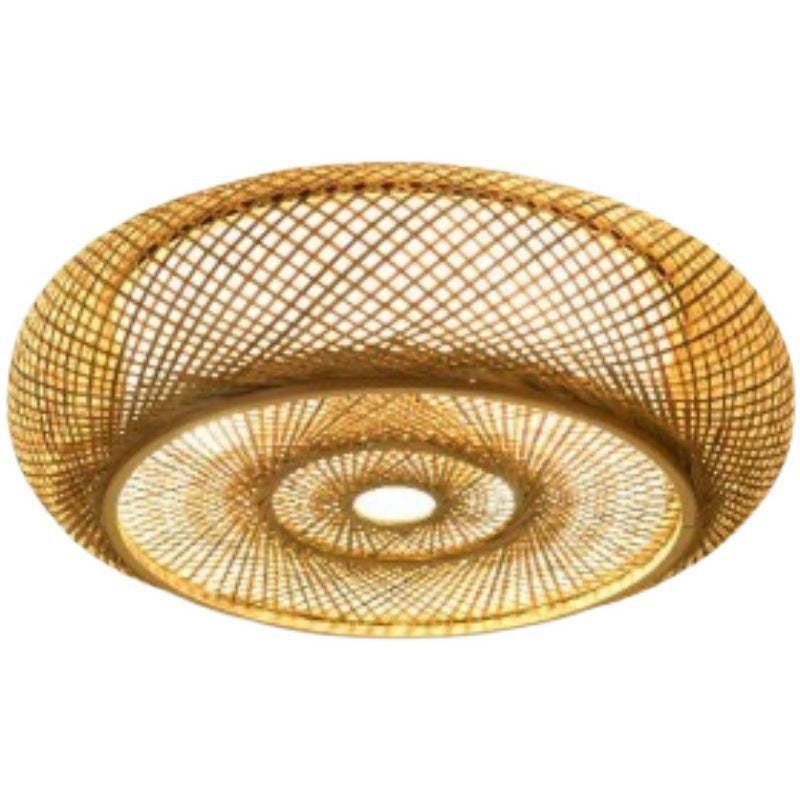 Traditional Farmhouse Round Wood 3-Light Flush Mount
