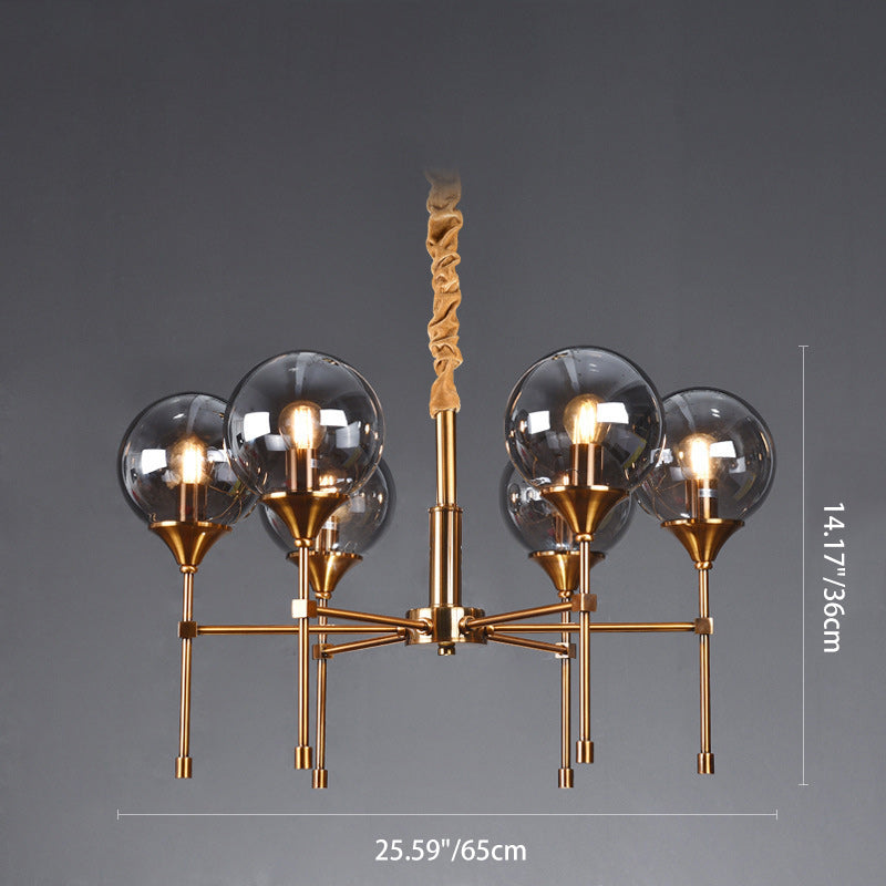 Transitional Sphere Glass Iron Chandelier — 8 Lights / 220V-240V For UK/AU